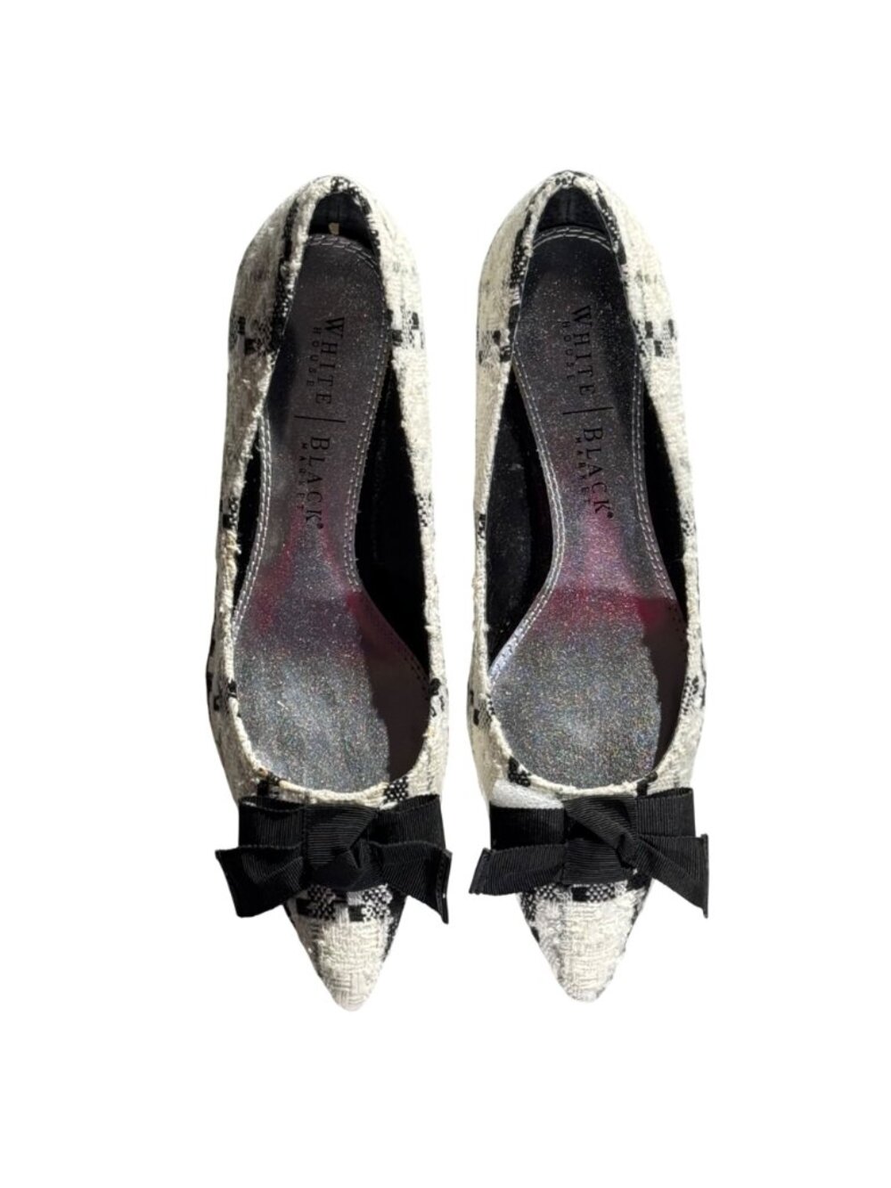 White House Black Market Sawyer Tweed Heels With Bow Accent Size 8 1/2M - Picture 11 of 11